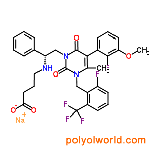 832720-36-2 鈉 4-[[(1R)-2  -[5-(2-fluoro-3-methoxy-phenyl)-3-[[2-fluoro-6-(trifluoromethyl)phenyl]methyl]-4-methyl-2,6-dioxo-pyrimidin-1-yl]  -1-苯基-乙基]氨基]丁酸酯